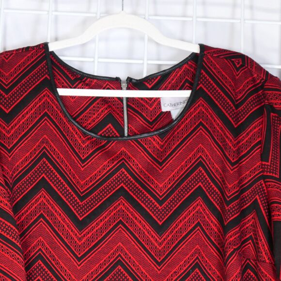 Catherines Sweater Dress Women 4X Red Chevron Shift Exposed Zipper Plus Size - Picture 3 of 10